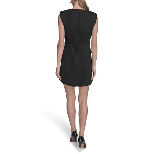 Women's Sleeveless Pocket Detail Suede A-line Mini Dress