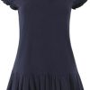 3147kx7aGxL.jpg Women's Retro Pleated Knit Mini Dress Preppy Collared Short Summer
