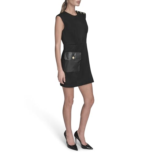 Women's Sleeveless Pocket Detail Suede A-line Mini Dress