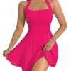 31P9IE0L.jpg Women's 2025 Summer Dress Sleeveless Halter Neck Sundress Backless Flared Short Mini Beach Dress