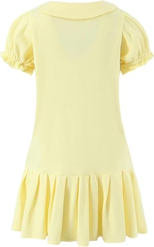 31Q4RSbPXML.jpg Women's Retro Pleated Knit Mini Dress Preppy Collared Short Summer