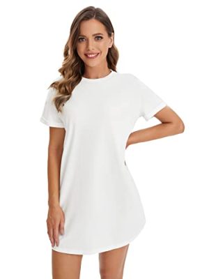 Women Casual Short T Shirt Dress Short Sleeve Straight Mini Tee Shirt Dress