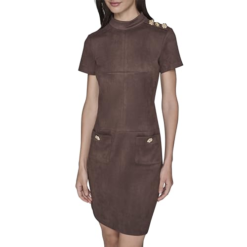 Women's Short Sleeve Mock Neck Sheath Mini Dress