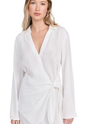 Las Palmas Dress for Women, Mini-Dress with Tie Front Wrap, Adjustable Tie, Plus Hook & Eye Closure