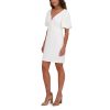 Women's Short Puff Sleeve Ruched V-Neck Shift Mini Dress