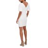 Women's Short Puff Sleeve Ruched V-Neck Shift Mini Dress