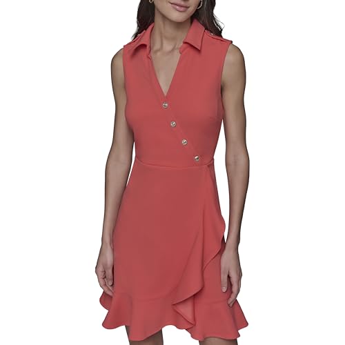 Women's Ruffle Flounce Collared Sleeveless Mini Dress