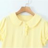 31yscfxcICL.jpg Women's Retro Pleated Knit Mini Dress Preppy Collared Short Summer