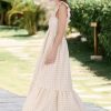419IGLlRxZL.jpg Women's Retro Plaid Smocked Dress Spaghetti Strap Flounce Long Dress