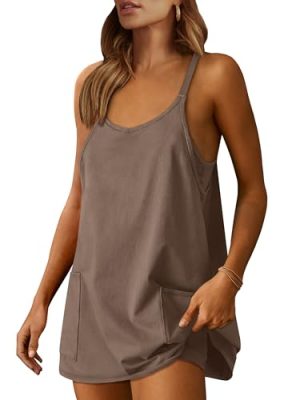 Womens Summer Mini Dress 2025 Casual Sleeveless Built in Shapewear Sundress Trendy Short Tennis Athletic Outfits