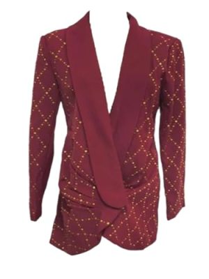 Women's Hot Fix Crystal Mini Dress, V-Neck Long Sleeve Patchwork Fold Detail Dress