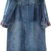 41UpqPrc8hL.jpg Women’s Strapless Denim Dress Slit High Waist Casual Wear
