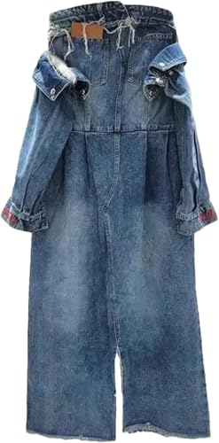 41UpqPrc8hL.jpg Women’s Strapless Denim Dress Slit High Waist Casual Wear