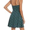 41Wb5FBT6AS.jpg Spaghetti Strap Floral Mini Dress Women's Casual Ruched Front Drawstring Swing Sundress