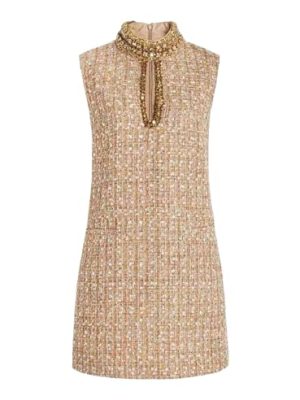 Women Summer Sexy Loose Grid Mini Round Neck Sleeveless High Waist Spliced Diamond Short Dress