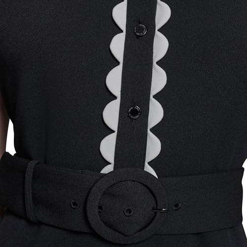 41r81-fIjeL.jpg Women's Belted Sleeveless Scallop Trim Collared A-line Mini Dress