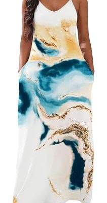 Womens Casual Fashion Sleeveless Plus Size Loose Long Sexy Maxi Dress with Pockets