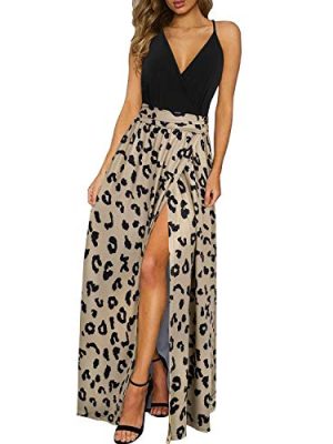 Women Summer 2025 Maxi Dress Vacation Floral Spaghetti Strap Spring Casual Boho Split Beach Long Flowy Sundress