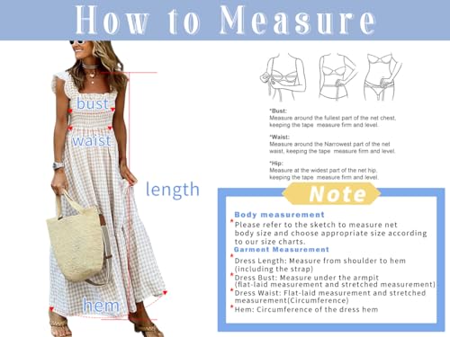 41xrIkRJ4zL.jpg Women's Retro Plaid Smocked Dress Spaghetti Strap Flounce Long Dress