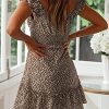 51ONhubiFjS.jpg Womens Summer Sexy Sweetheart Collar Printed Ruffle Mini Dress
