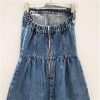 51qFnJ99VML.jpg Women’s Strapless Denim Dress Slit High Waist Casual Wear