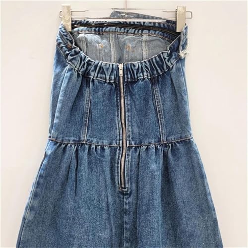 51qFnJ99VML.jpg Women’s Strapless Denim Dress Slit High Waist Casual Wear