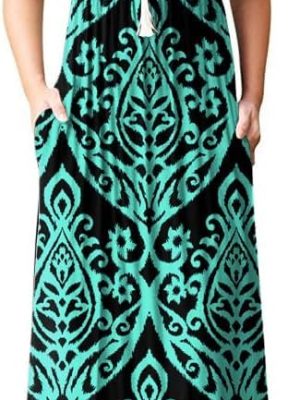 Women's Short Sleeve Loose Plain Maxi Dresses Casual Vacation Long Dresses with Pockets